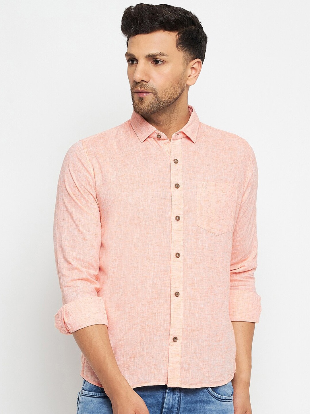 

Duke Slim Fit Spread Collar Cotton Casual Shirt, Orange