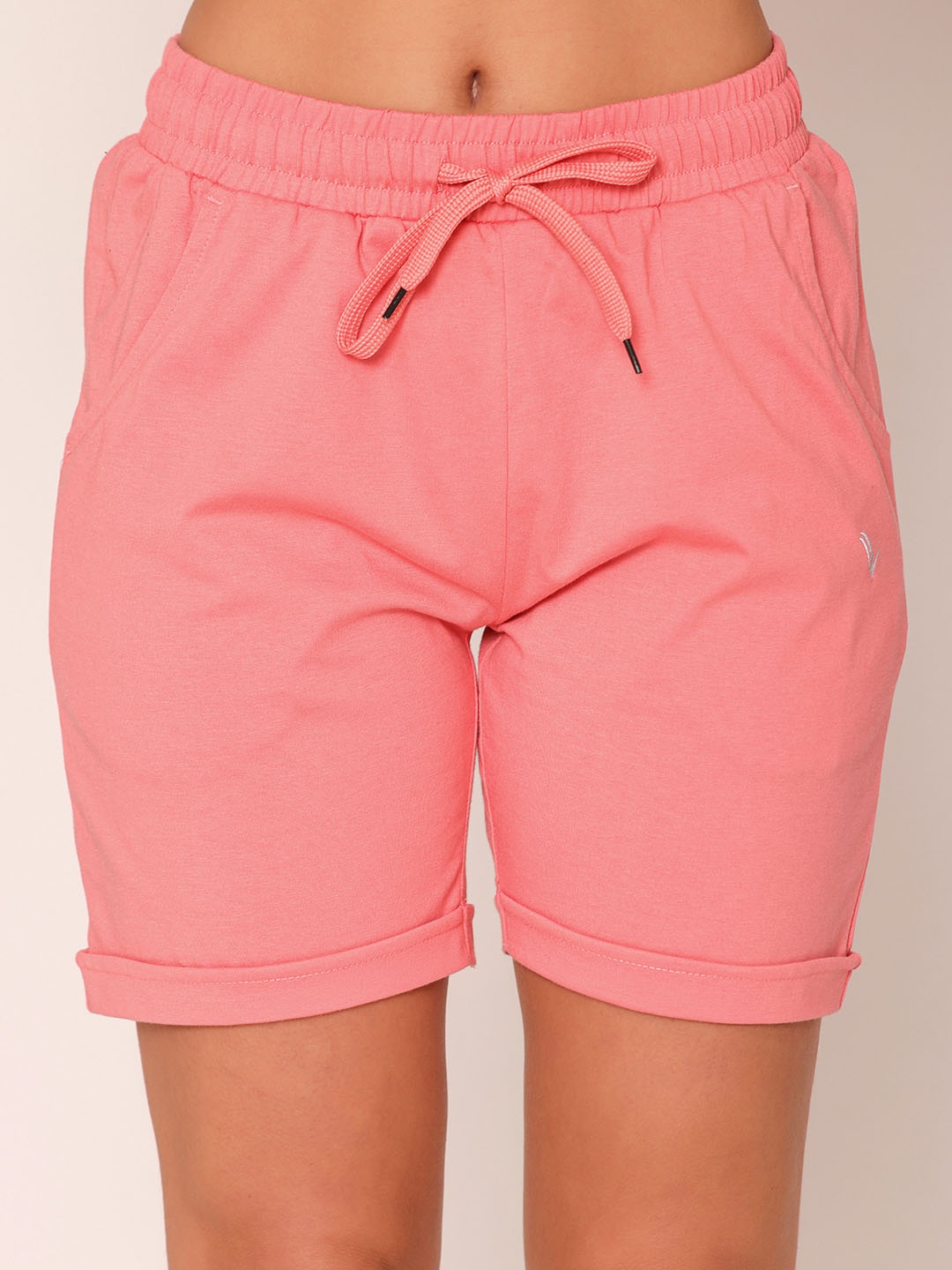 

Bonjour Women Mid Rise Cotton Shorts, Peach