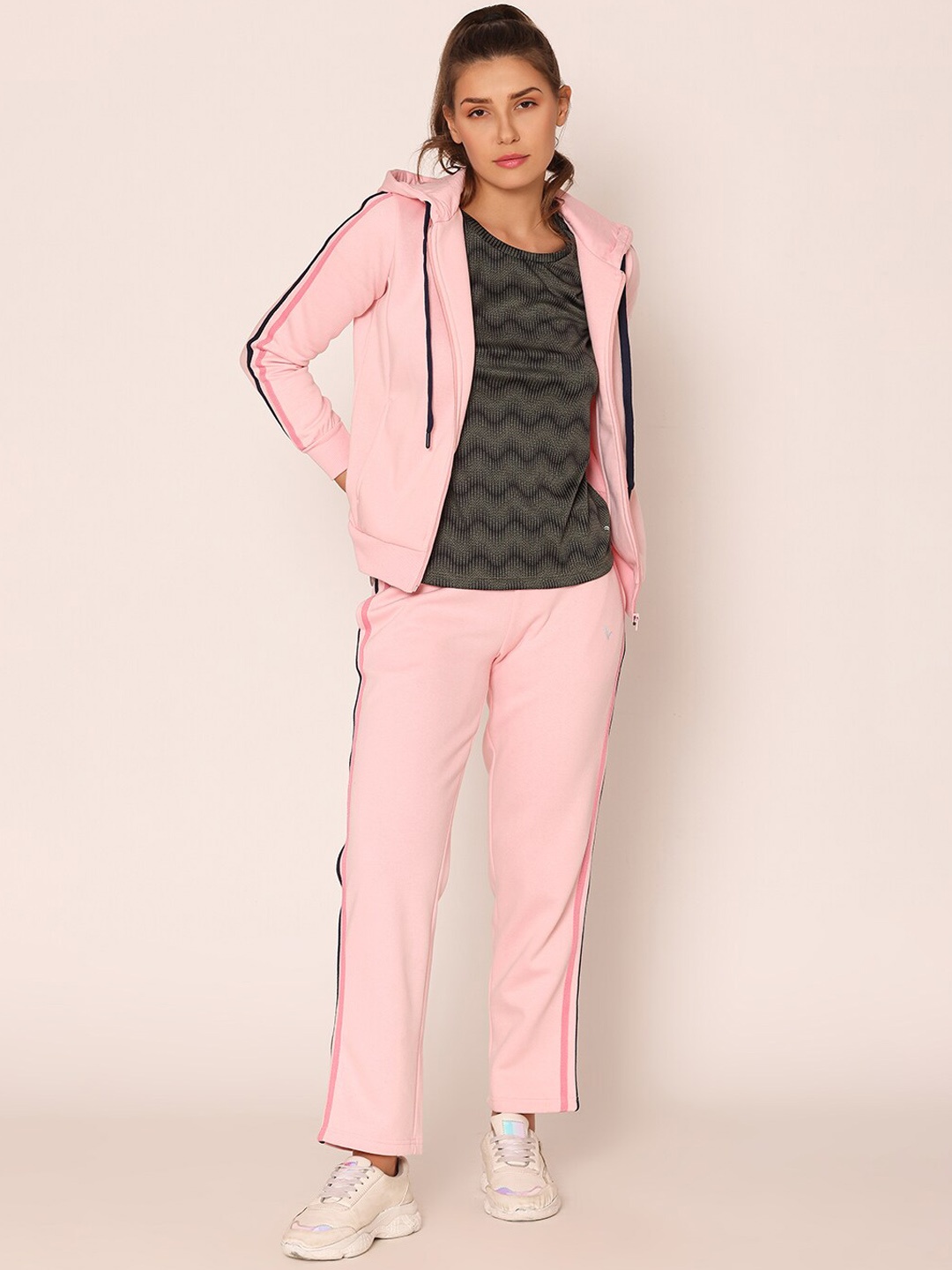 

Bonjour Striped Detail Cotton Tracksuit, Pink