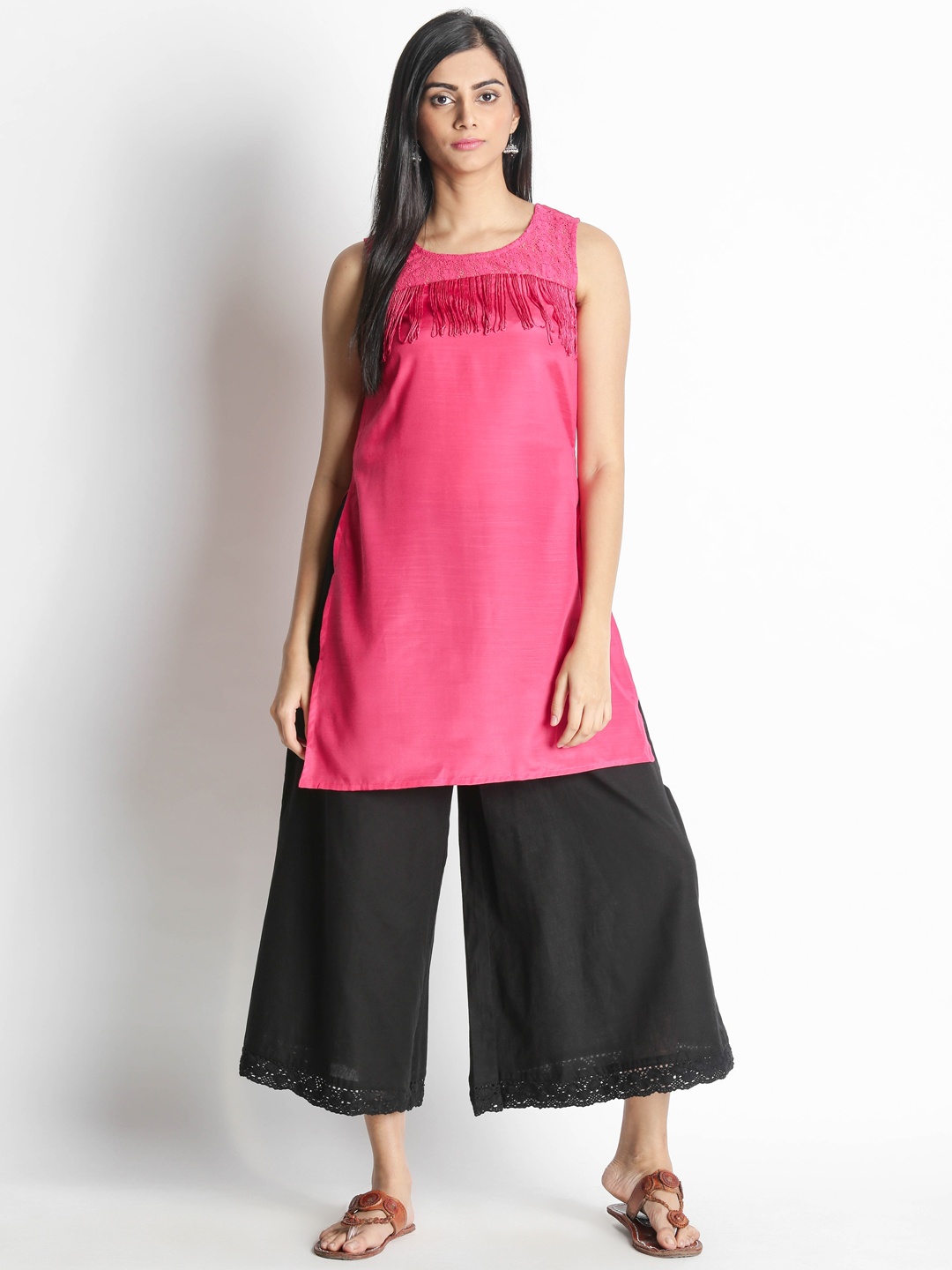 

AKKRITI BY PANTALOONS Pink Solid Tunic