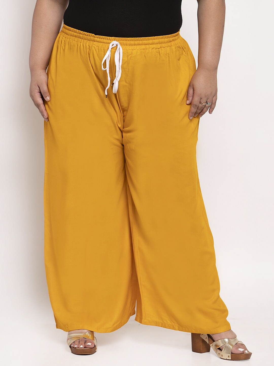 

TAG 7 Plus Size Mid-Rise Palazzos, Yellow