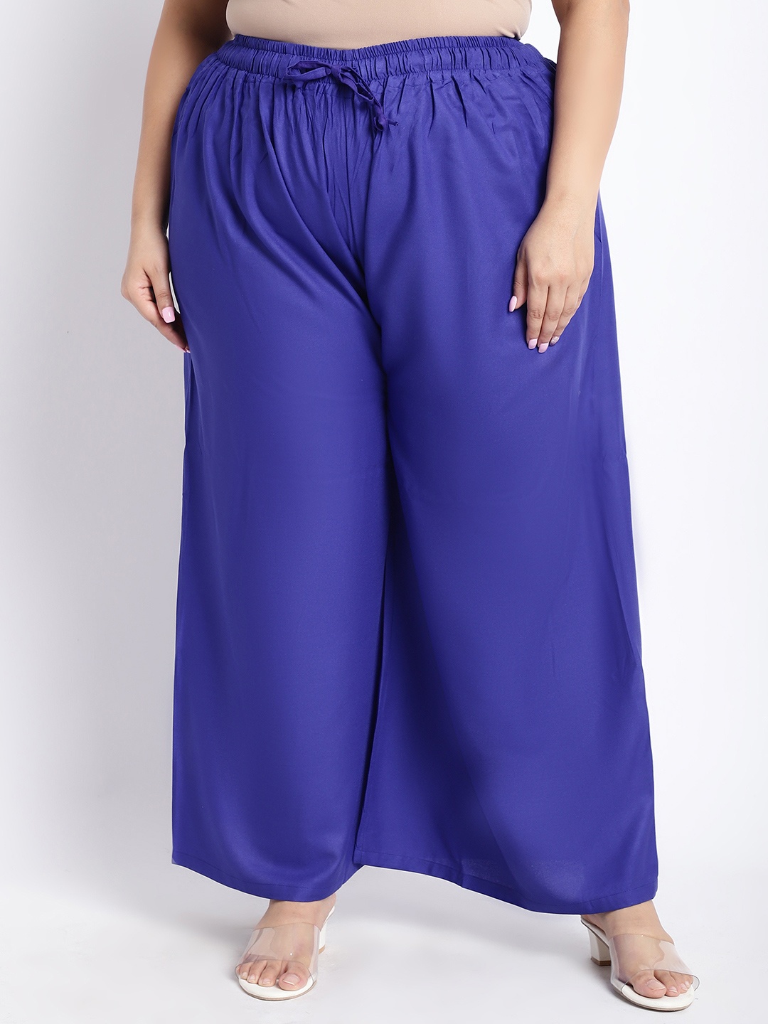 

TAG 7 Plus Size Flared Ethnic Palazzos, Blue