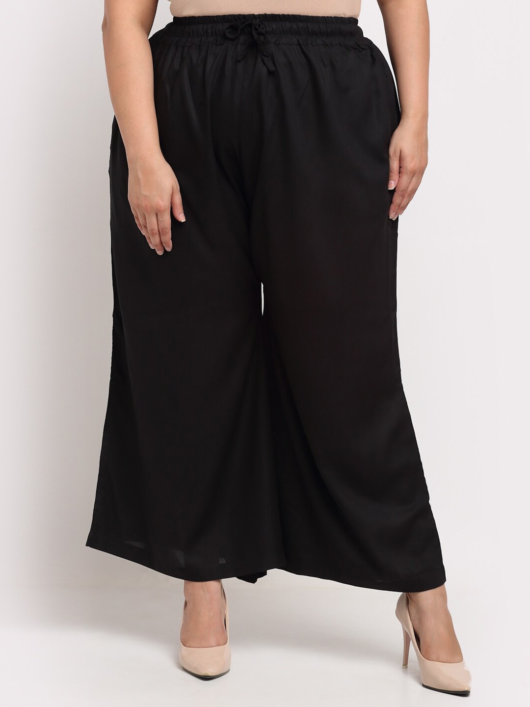 

TAG 7 Women Mid Rise Ethnic Palazzos, Black