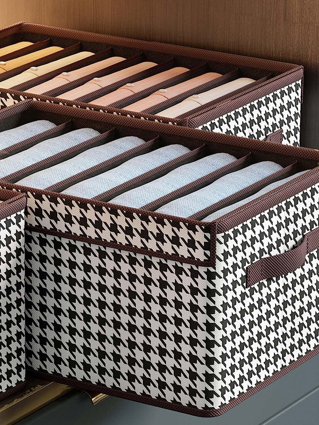 

HOUSE OF QUIRK Grey Printed Non Woven Foldable Drawer Organizers