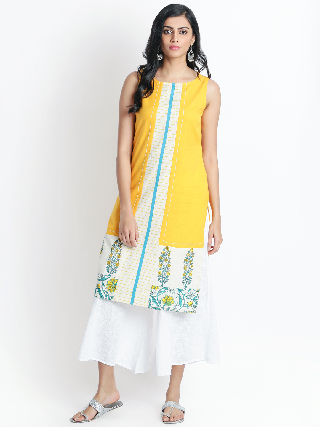 

RANGMANCH BY PANTALOONS Women Yellow Printed A-Line Kurta
