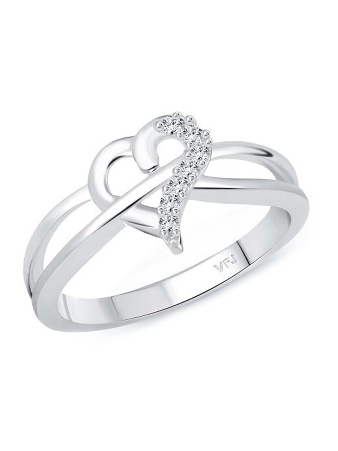 

Vighnaharta Rhodium-Plated CZ Studded Finger Ring, Silver
