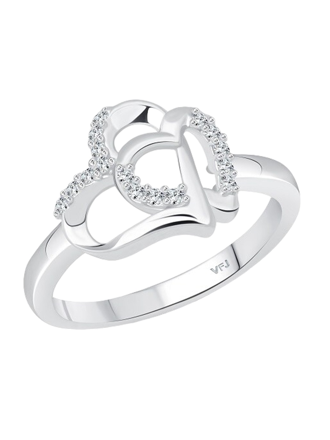

Vighnaharta Rhodium-Plated CZ Studded Finger Ring, Silver