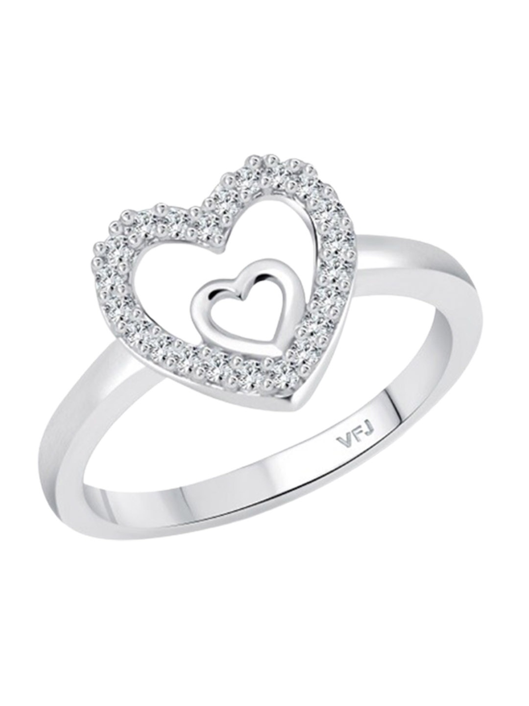 

Vighnaharta Rhodium-Plated CZ Studded Finger Ring, Silver
