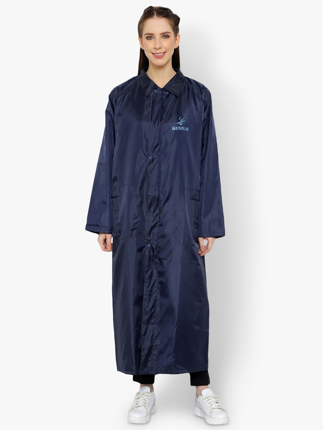

Zacharias Double Layer Waterproof Long Raincoat, Navy blue