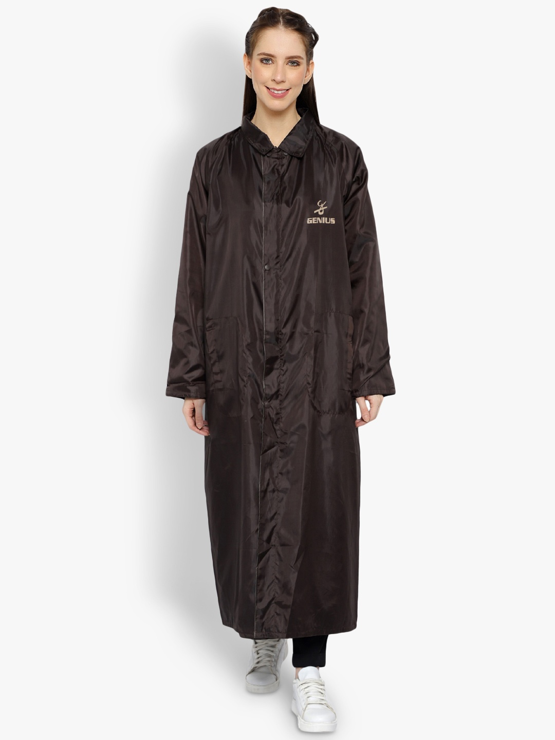 

Zacharias Double Layer Waterproof Long Raincoat, Brown