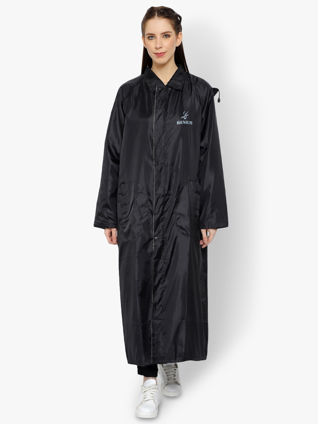 

Zacharias Double Layer Waterproof Long Raincoat, Black