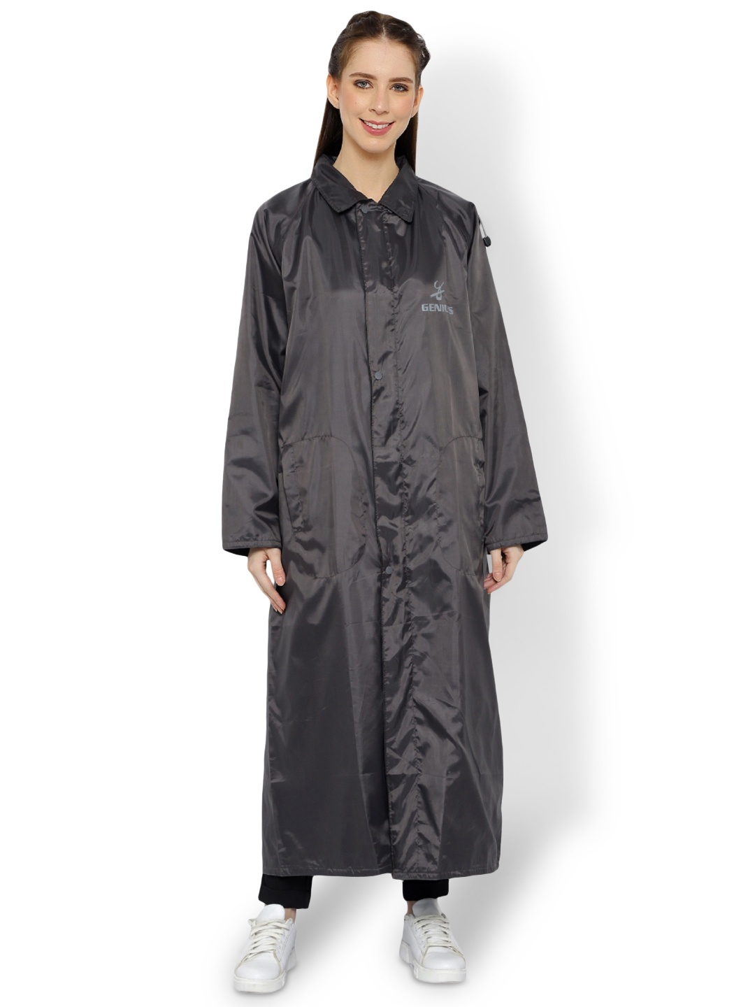 

Zacharias Double Layer Waterproof Long Raincoat, Grey