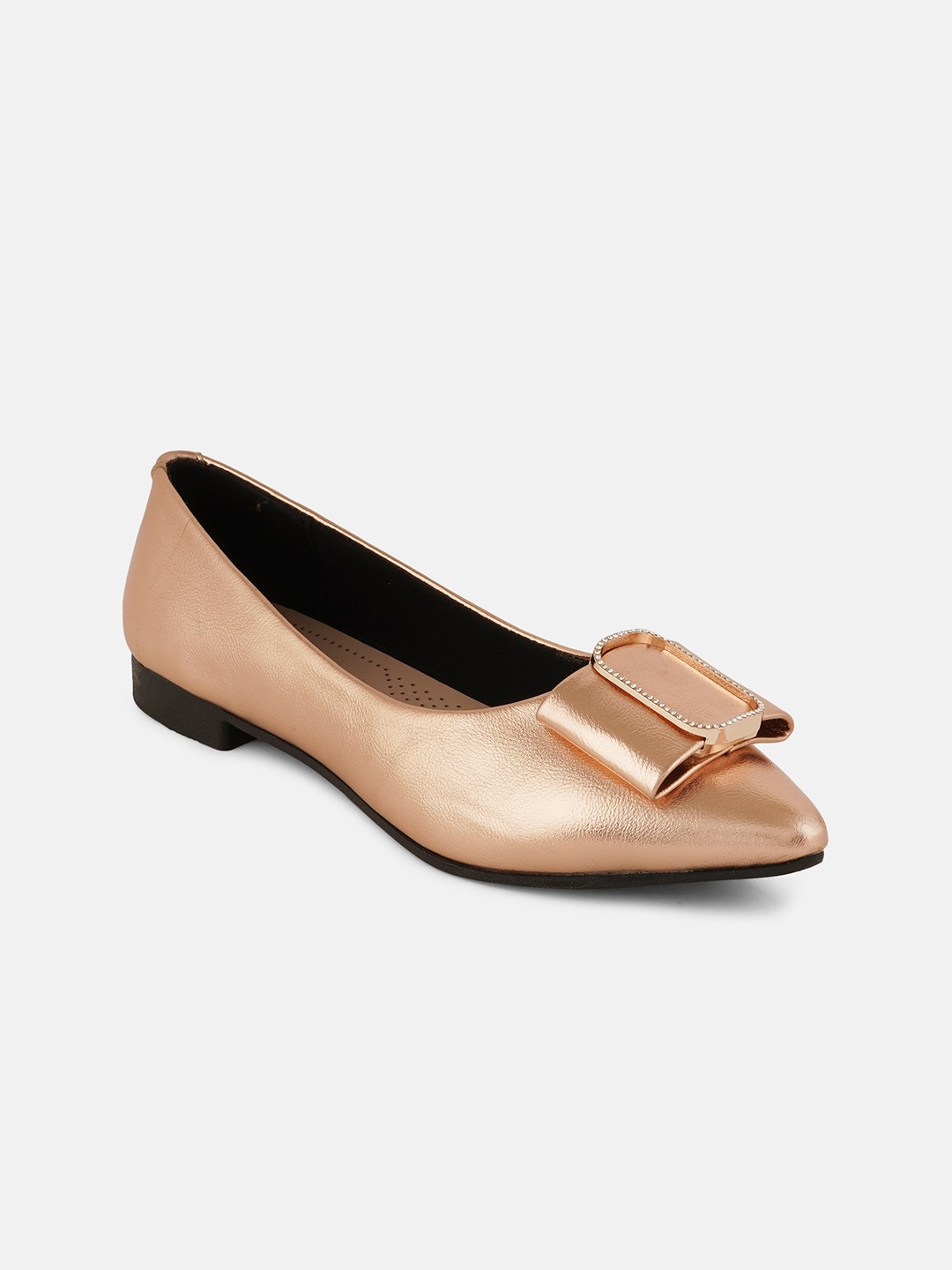 

DressBerry Rose Gold-Toned Bow Detail Pointed Toe Ballerinas