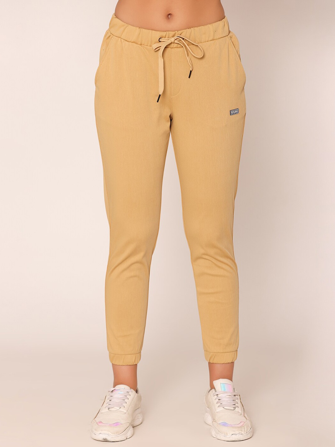 

Bonjour Women Ankle Length Slim Fit Cotton Joggers, Beige