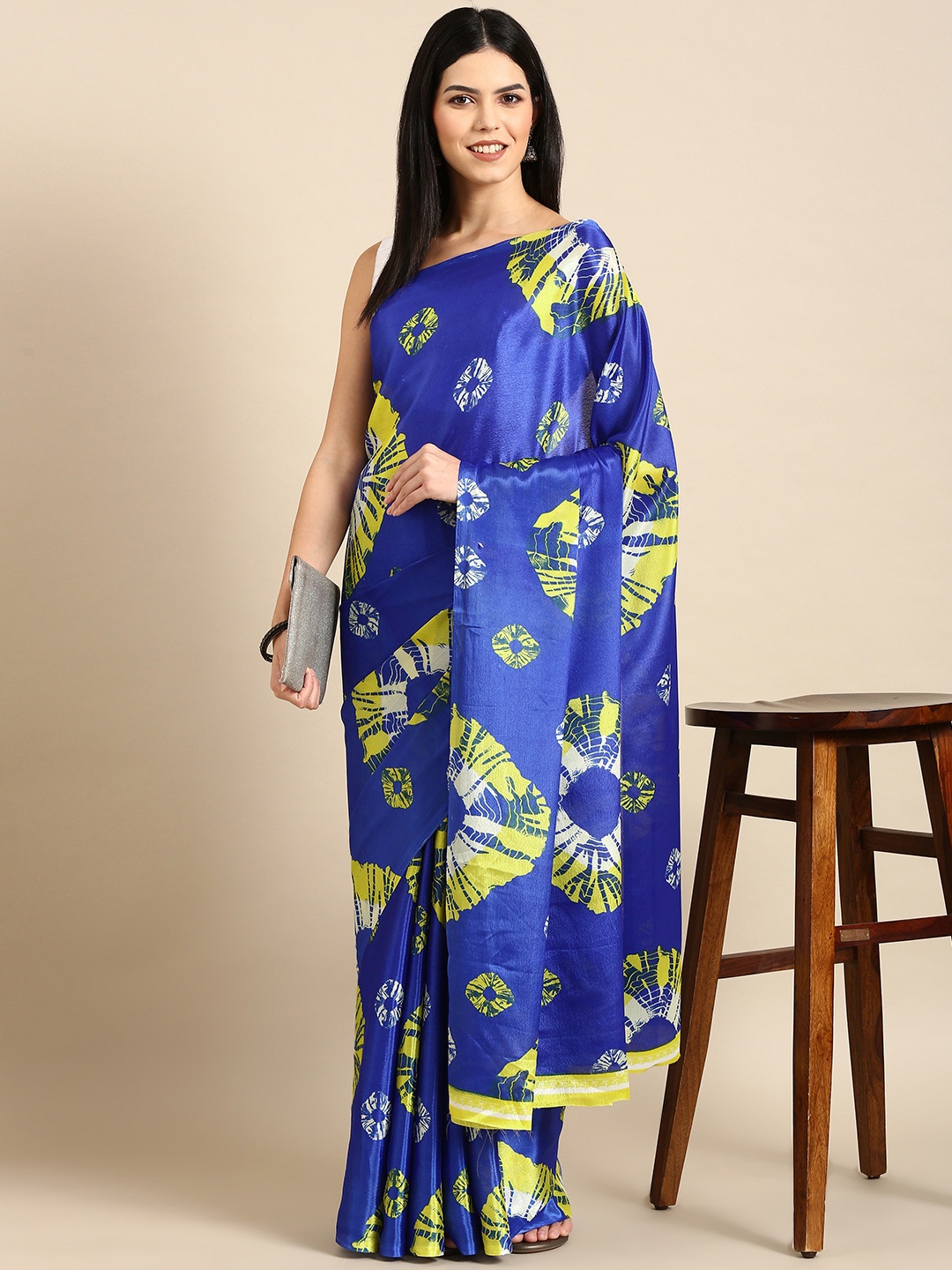 

HERE&NOW Abstract Printed Saree, Blue