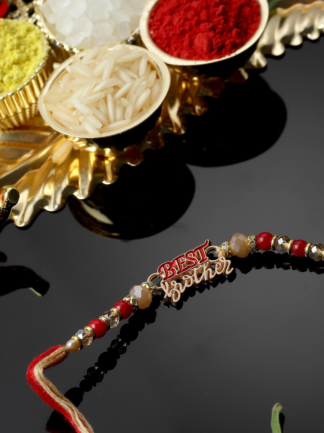 

ZENEME BEST BROTHER Beads Mauli Thread Rakhi, Multi