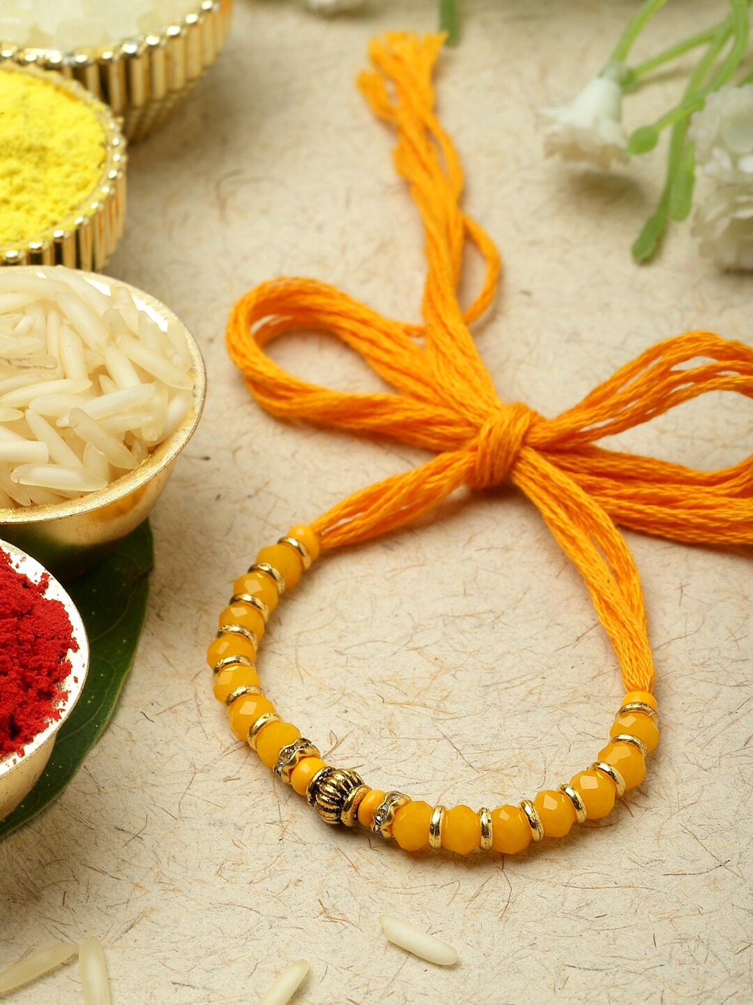 

ZENEME Gold-Toned Rakhi Gift Set, Orange