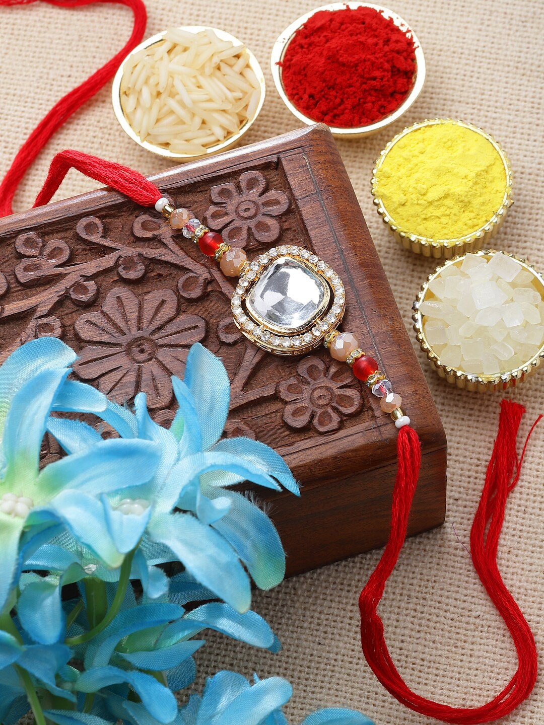 

ZENEME Gold-Toned Rakhi, Red