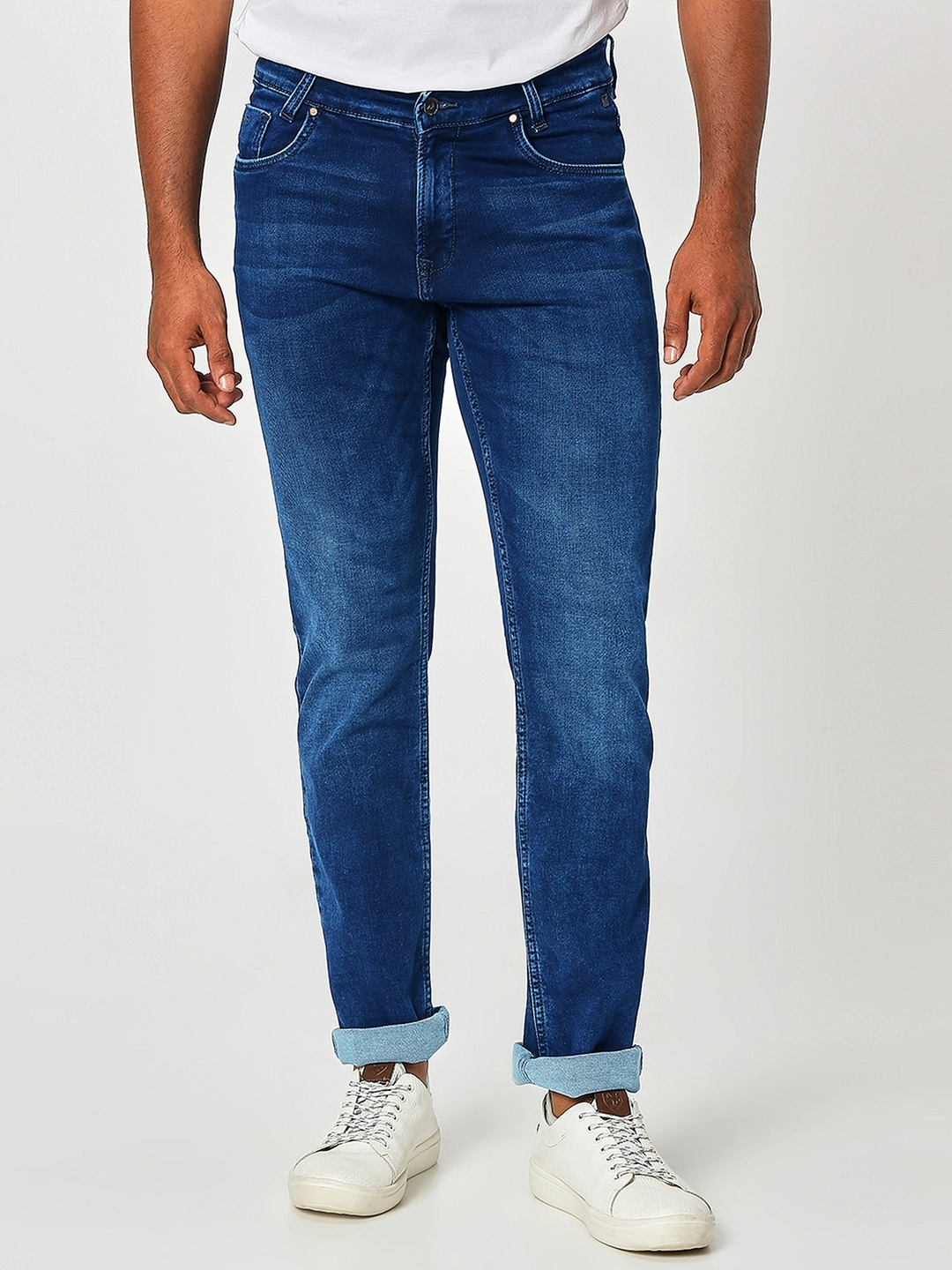 

Mufti Men Straight Fit Heavy Fade Stretchable Jeans, Navy blue