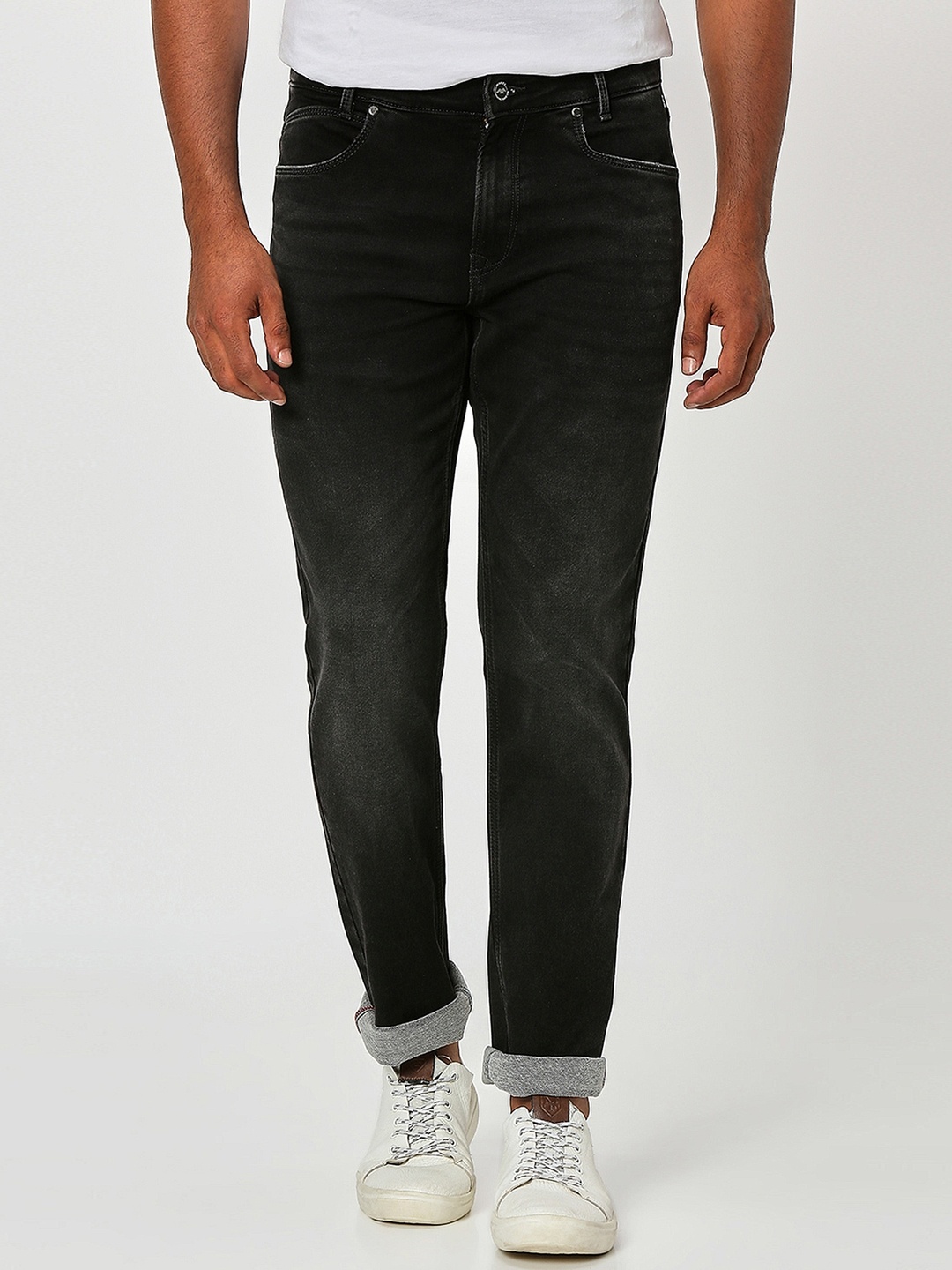 

Mufti Men Straight Fit Light Fade Stretchable Jeans, Black