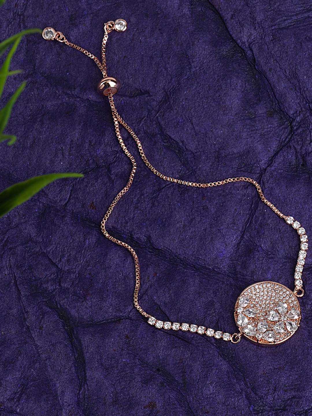 

AURAA TRENDS Women Rhodium-Plated American Diamond Zircon Rakhi Bracelet, Silver