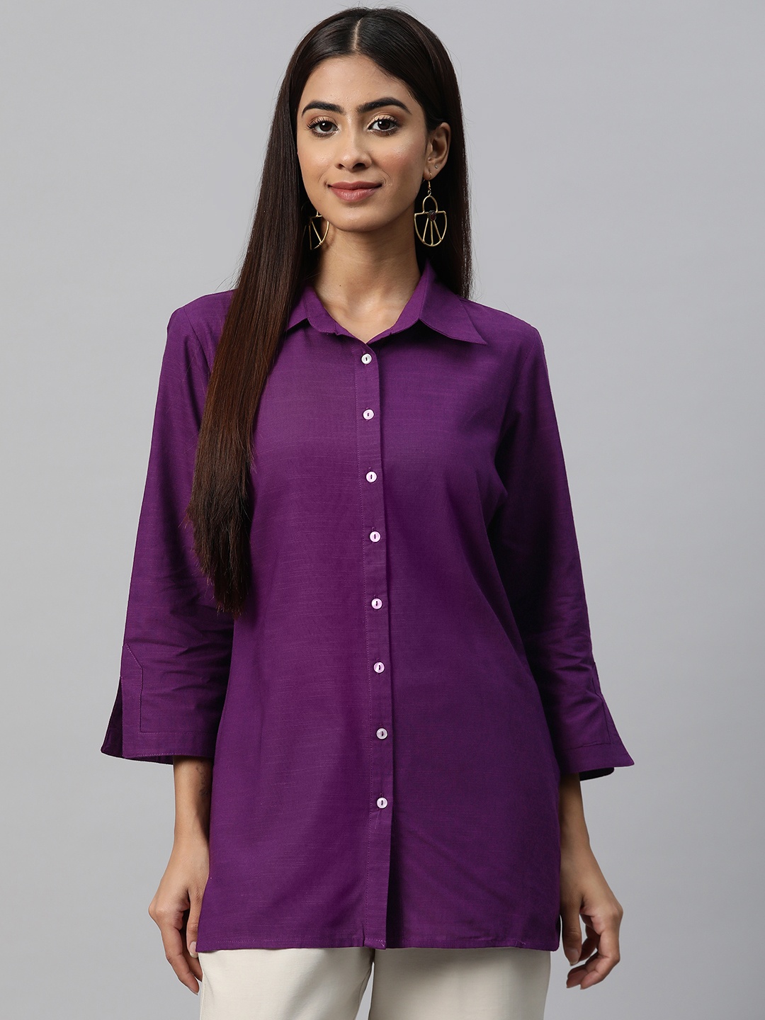 

Nayam By Lakshita Opaque Longline Casual Shirt, Purple