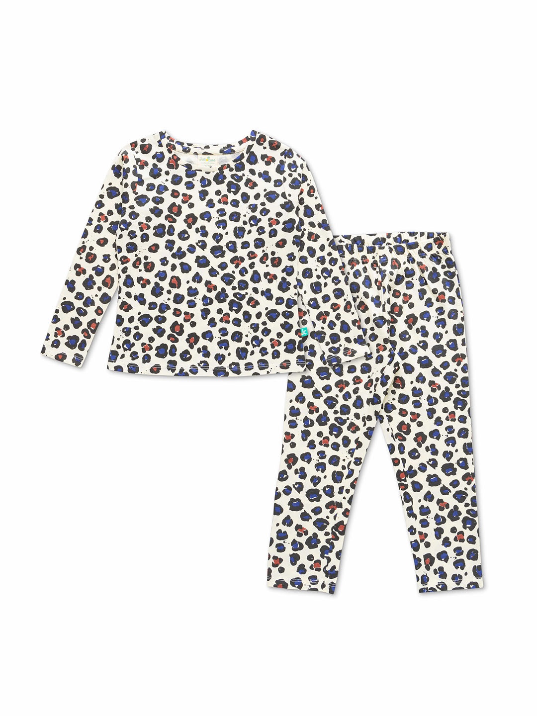 

JusCubs Girls Off White & Blue Printed Night suit