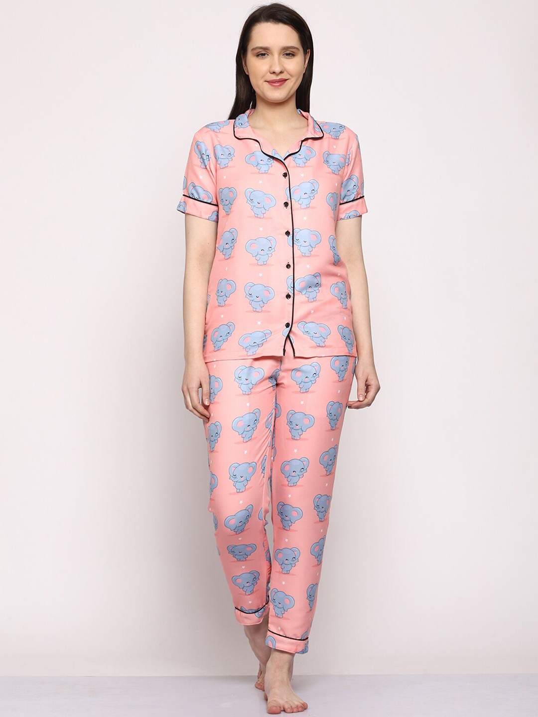 

Urban Komfort Conversational Printed Pure Cotton Night Suit, Pink