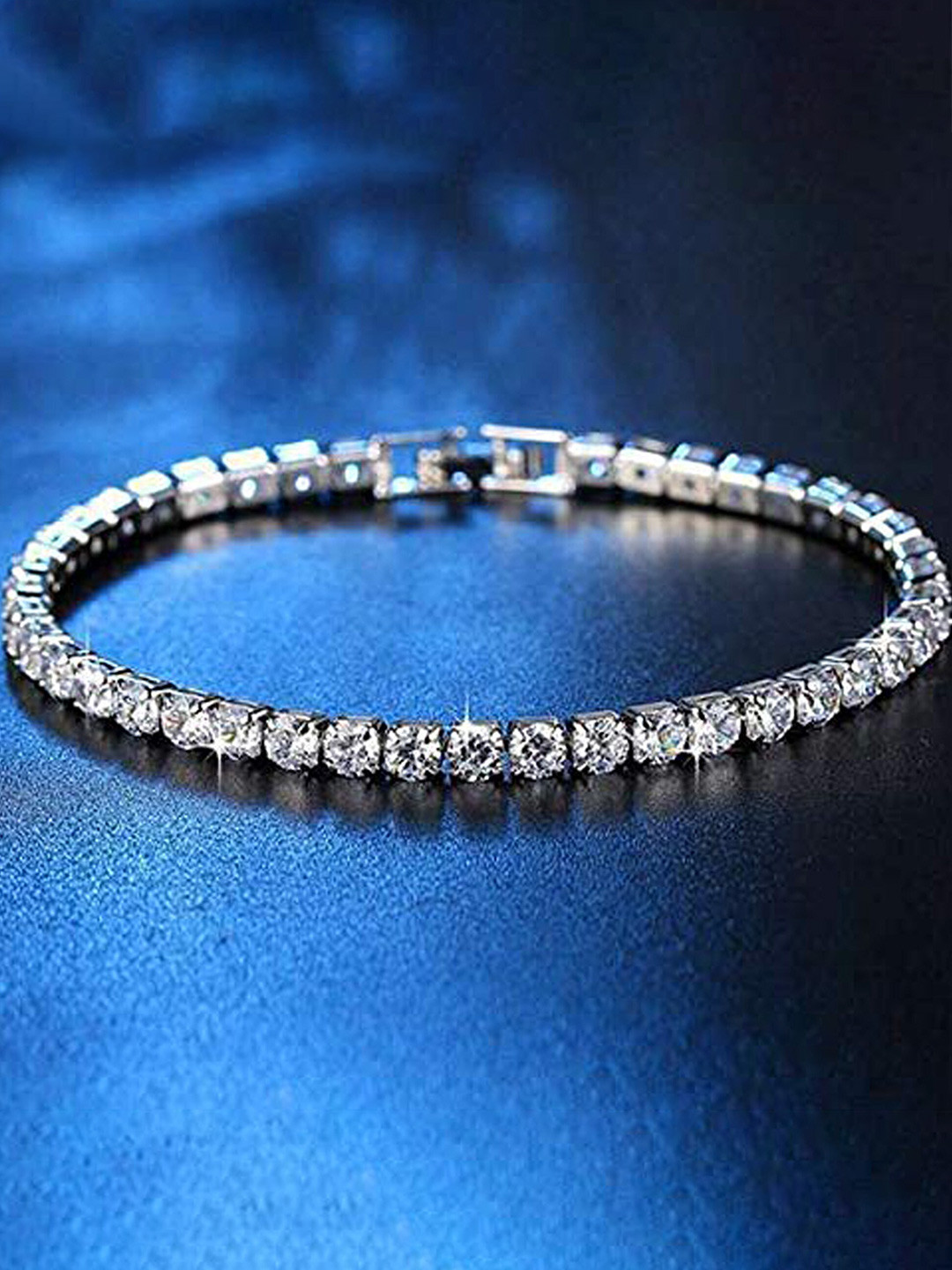 

Fashion Frill Crystals Silver-Plated Link Bracelet