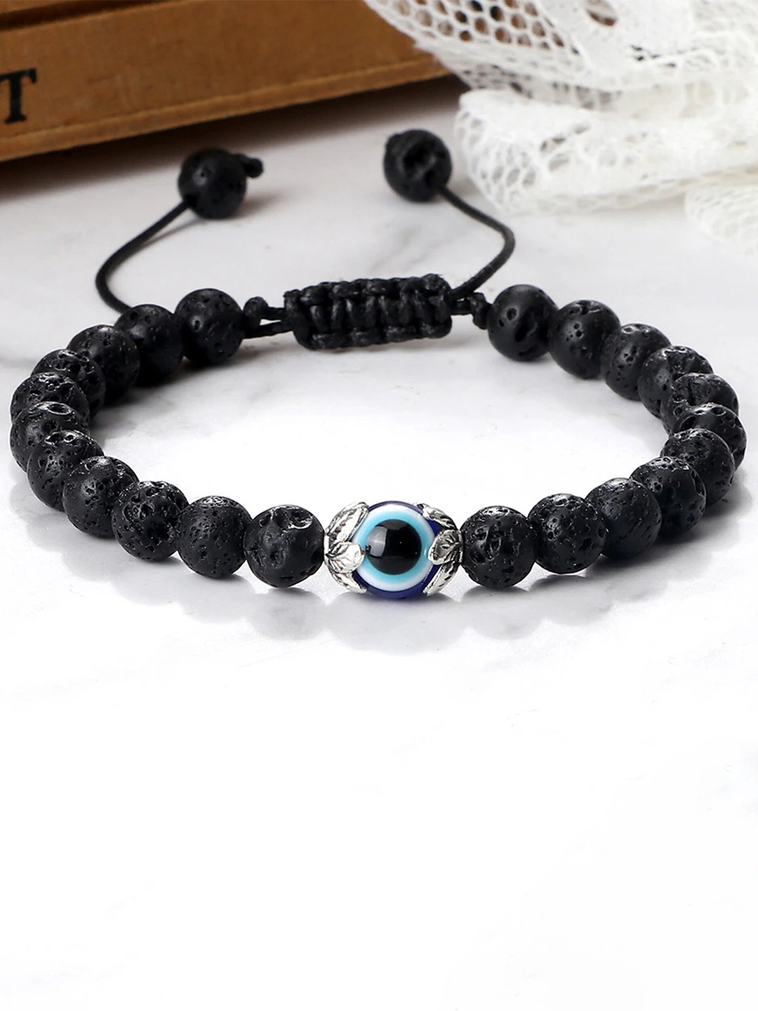 

Fashion Frill Unisex Tigers Eye Charm Bracelet, Black