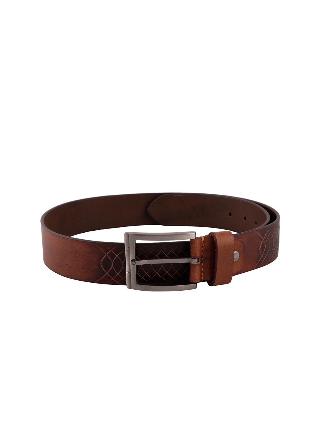 

WROGN Men Textured Leather Belt, Brown