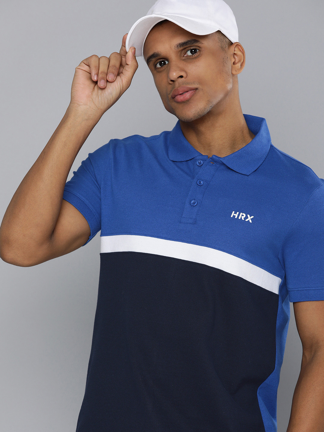 

HRX by Hrithik Roshan Colourblocked Polo Collar T-shirt, Blue