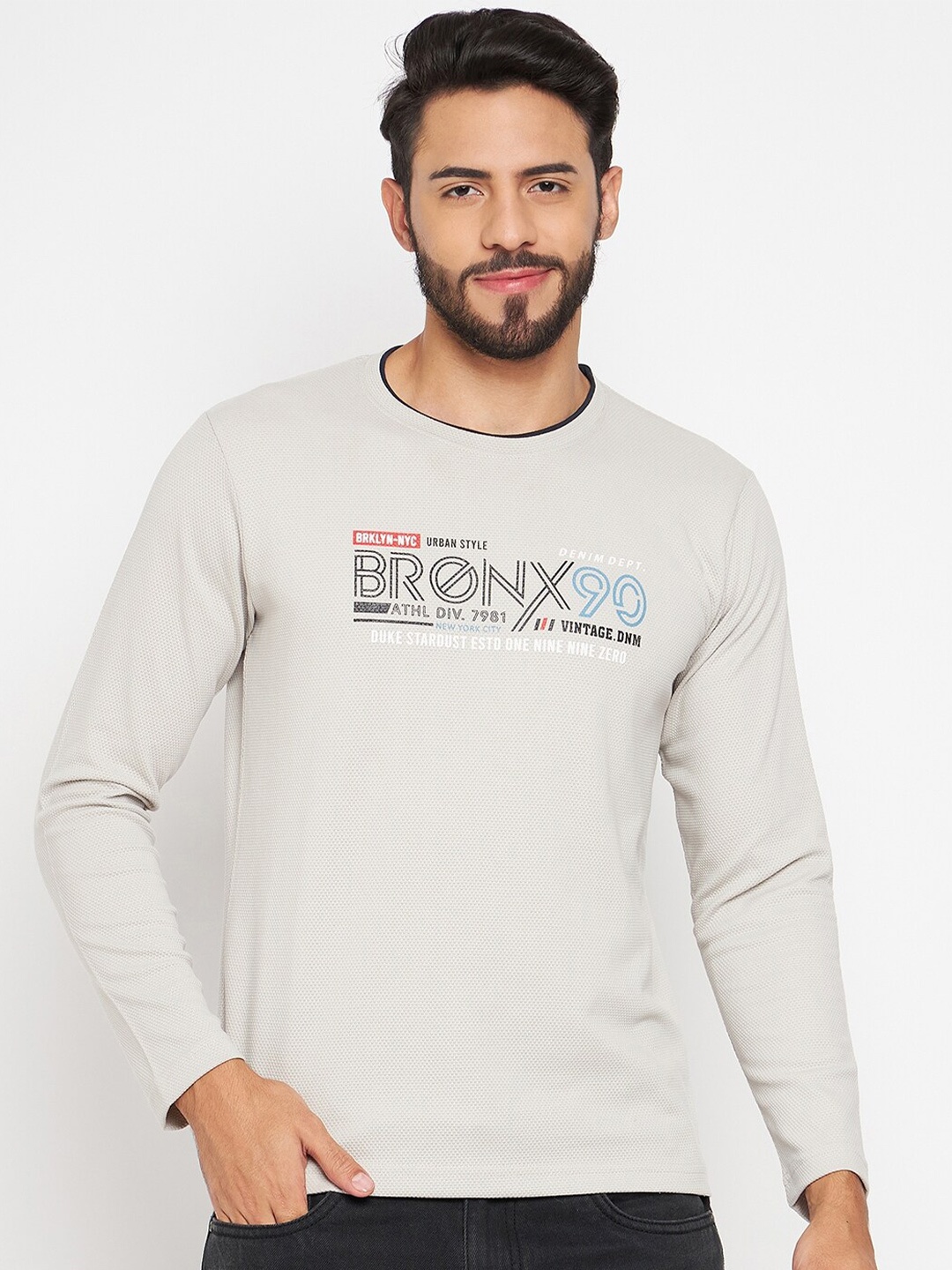 

Duke Typography Printed Cotton Regular Fit T-shirt, Off white