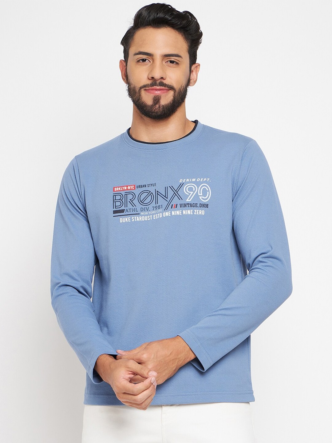 

Duke Typography Printed Cotton T-shirt, Blue