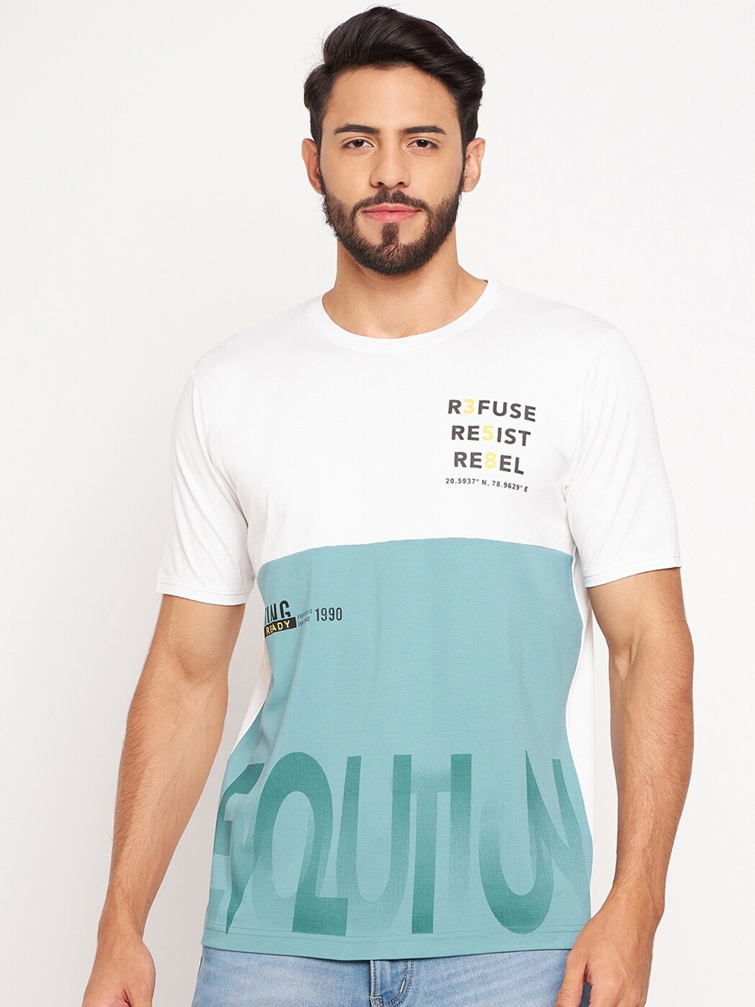 

Duke Colourblocked Slim Fit Cotton T-shirt, White