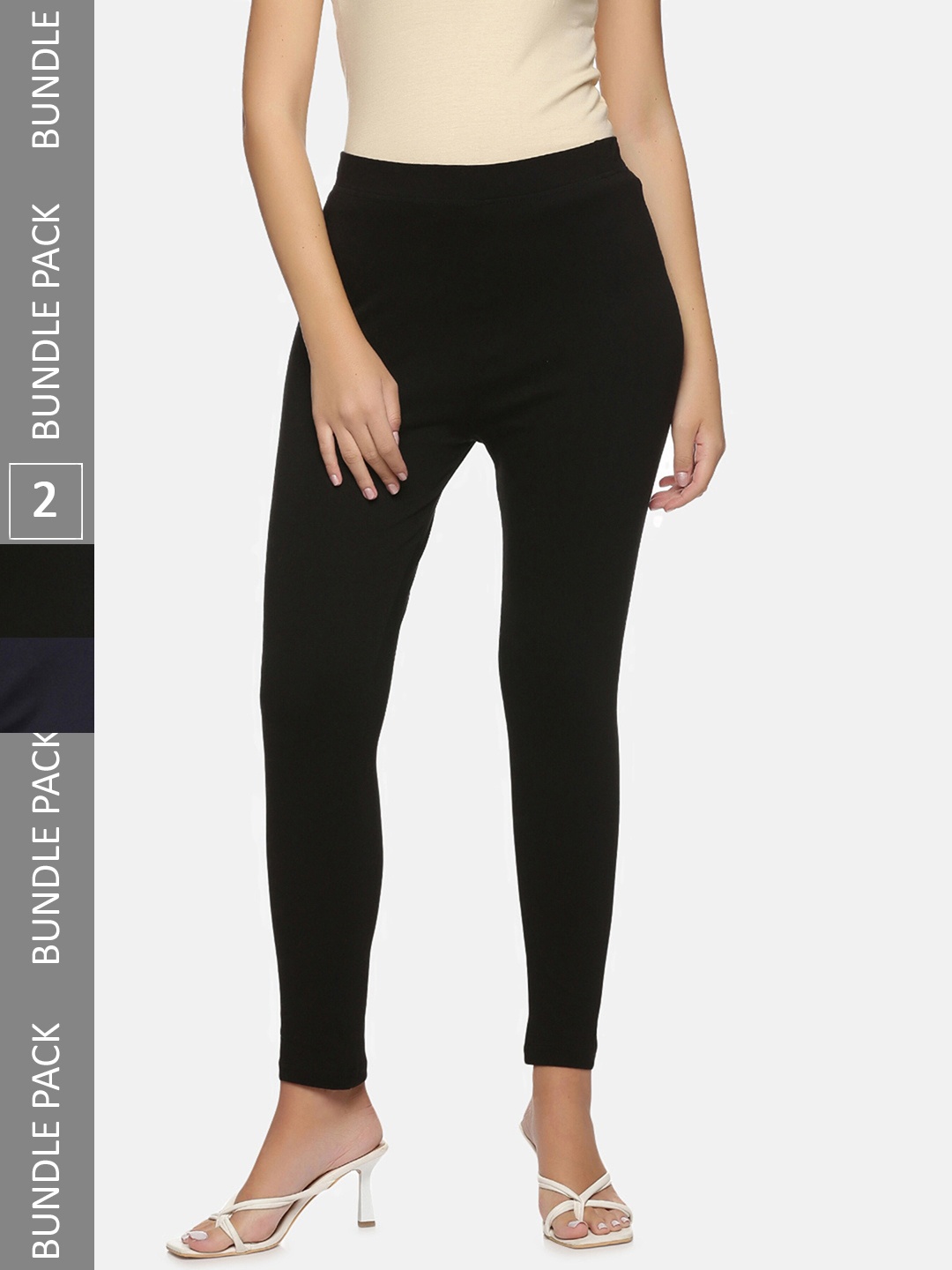 

NOT YET by us Pack Of 2 Ankle-Length Leggings, Black