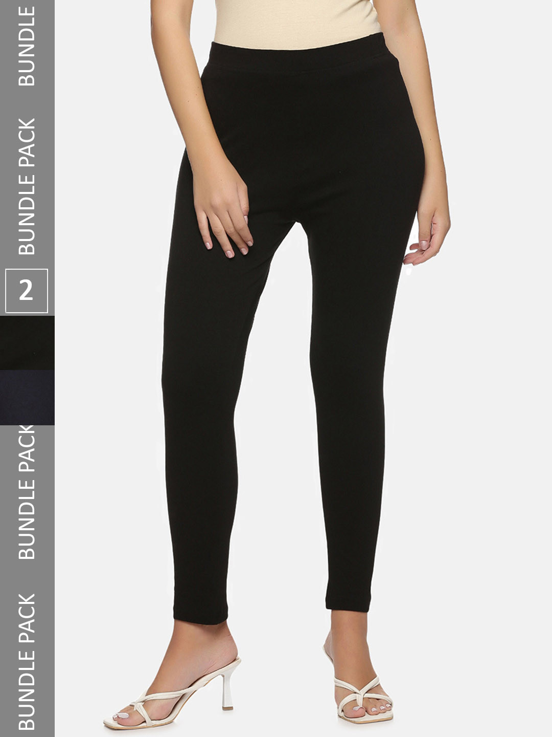 

NOT YET by us Pack Of 2 Ankle-Length Leggings, Black