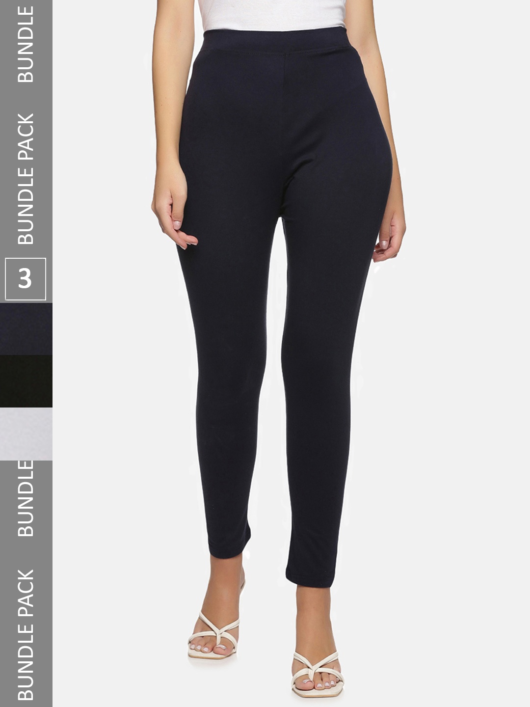 

NOT YET by us Pack Of 3 Ankle-Length Leggings, Black