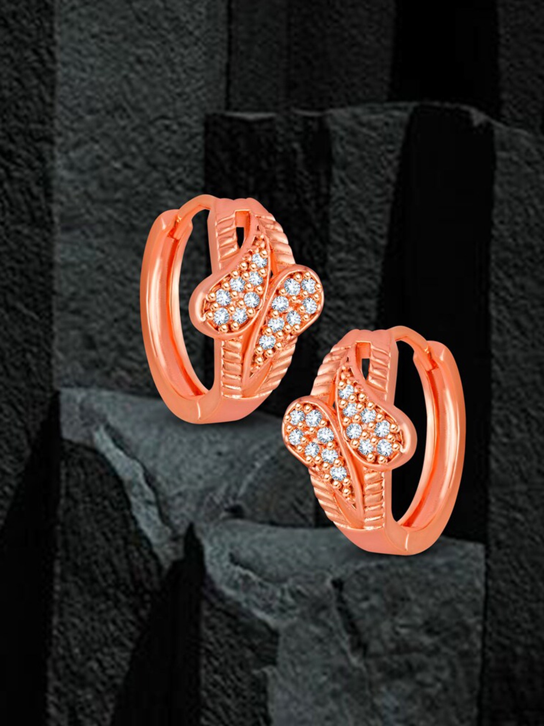 

MEENAZ Diamond Shaped Half Hoop Earrings, Rose