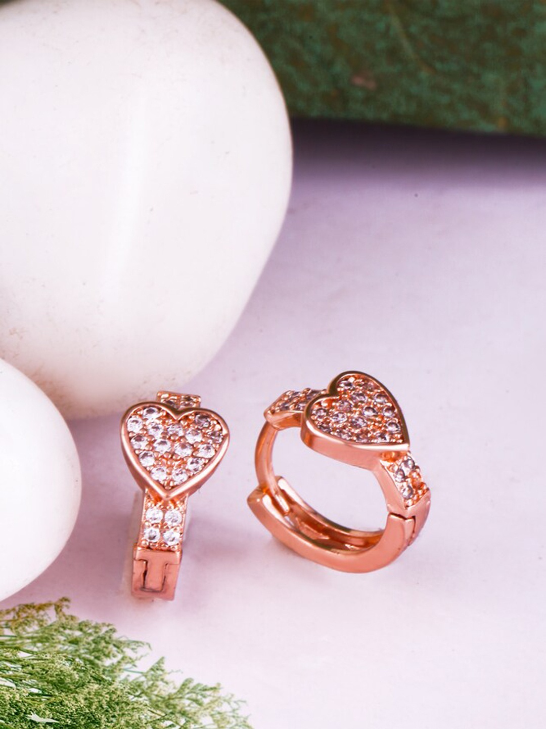 

MEENAZ Rose Gold Plated Diamond Shaped Studs Earrings