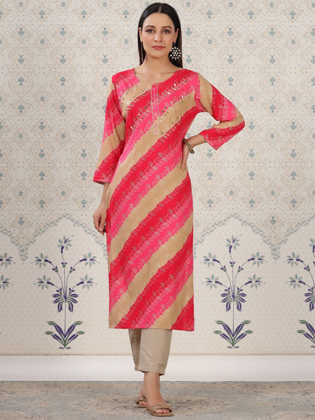 

Ode by House of Pataudi Ethnic Motifs Printed Kurta, Pink