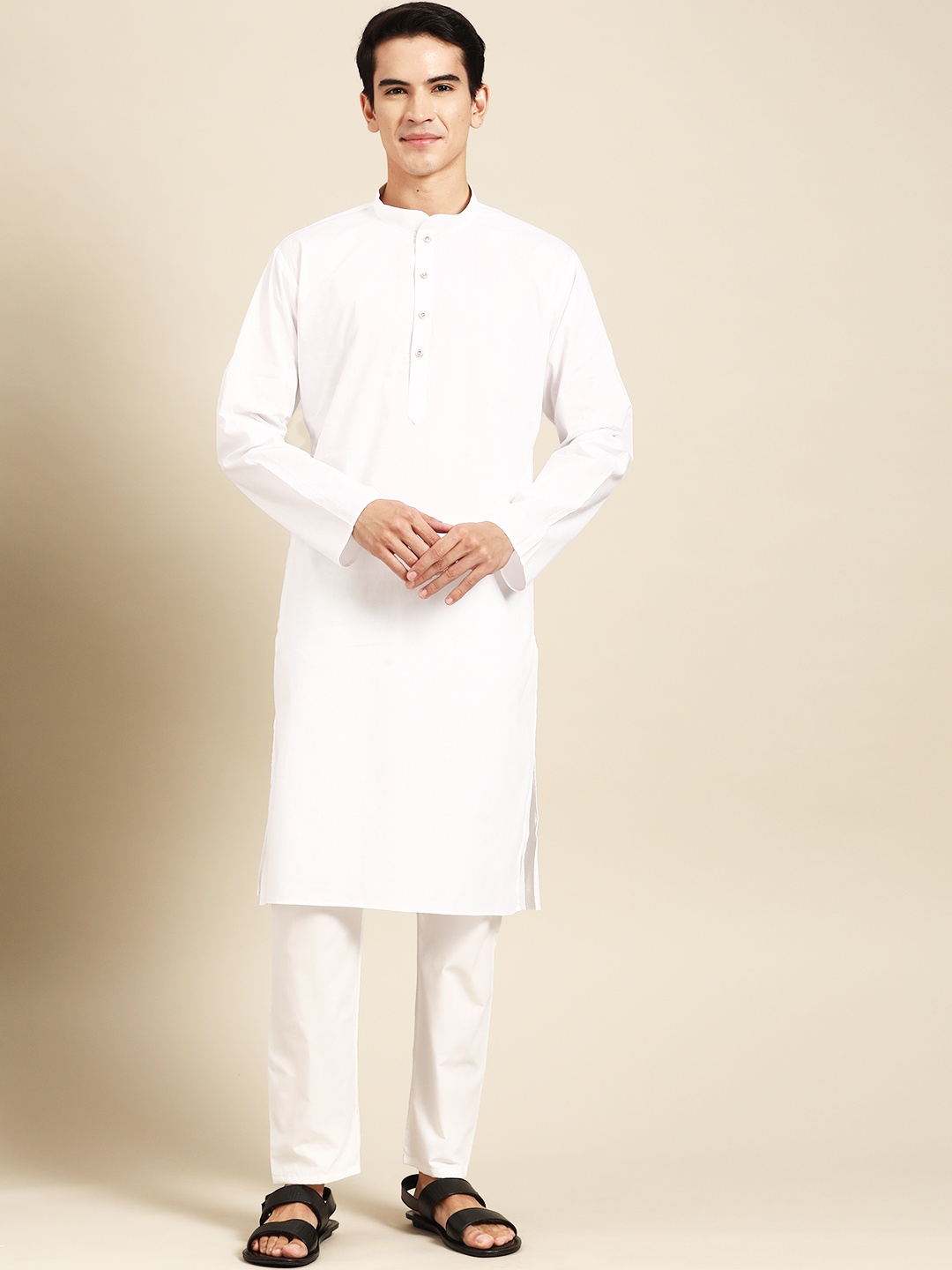 

MANQ Men Regular Pure Cotton Kurta with Pyjamas, White