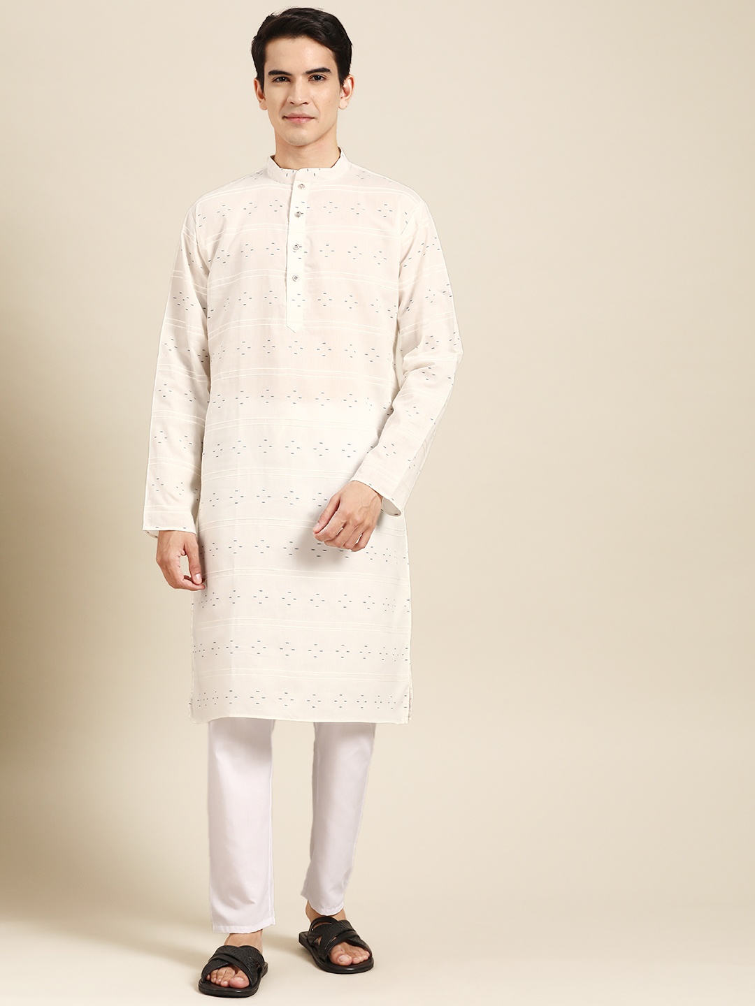 

MANQ Men White Regular Pure Cotton Kurta with Pyjamas