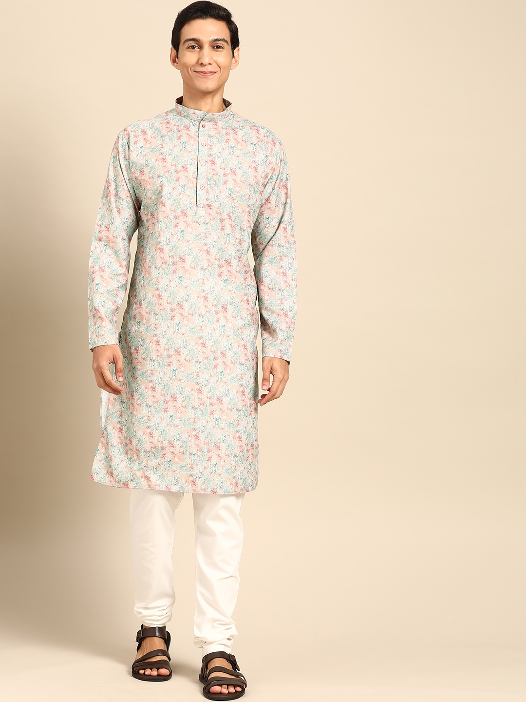 

MANQ Men Ethnic Motifs Printed Regular Kurta with Churidar, Multi