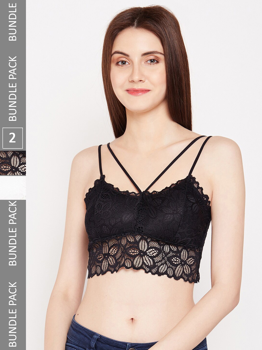 

Lebami Pack Of 2 Rapid-Dry Full Coverage Lightly Padded Bralette Bra With All Day Comfort, Black