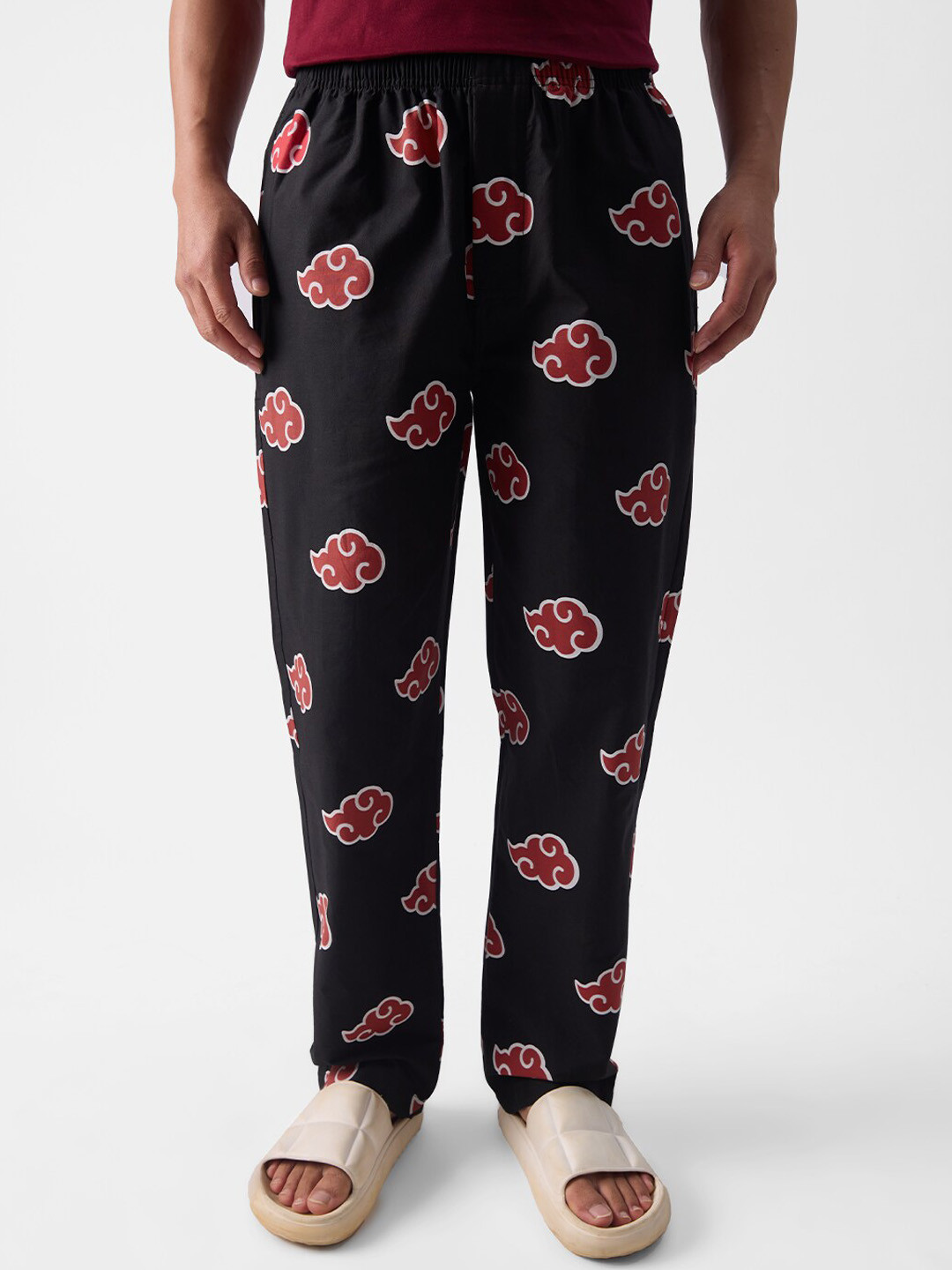 

The Souled Store Men Black Naruto: Akatsuki Printed Pure Cotton Lounge Pants