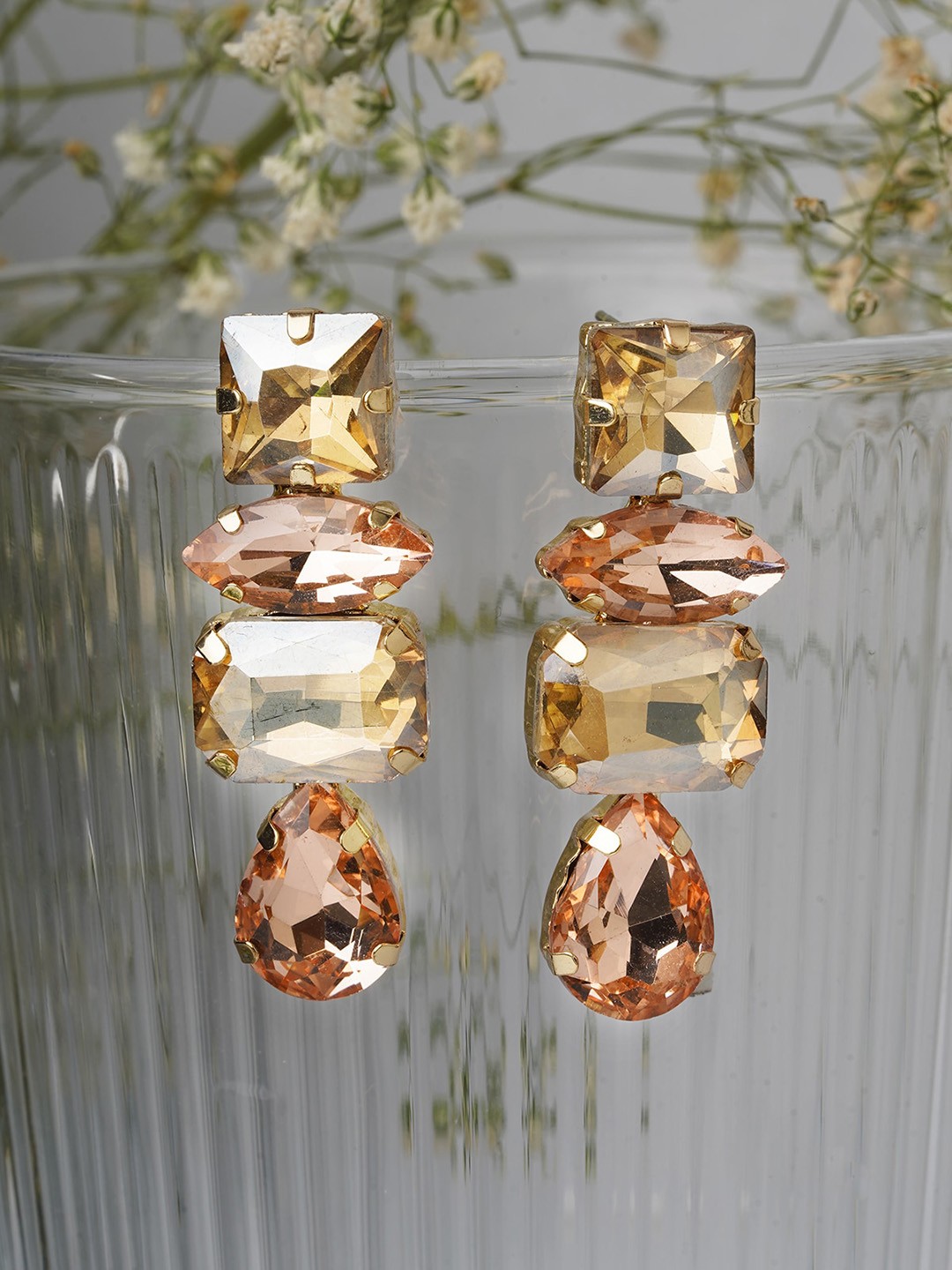 

AQUASTREET Gold-Plated Geometric Drop Earrings