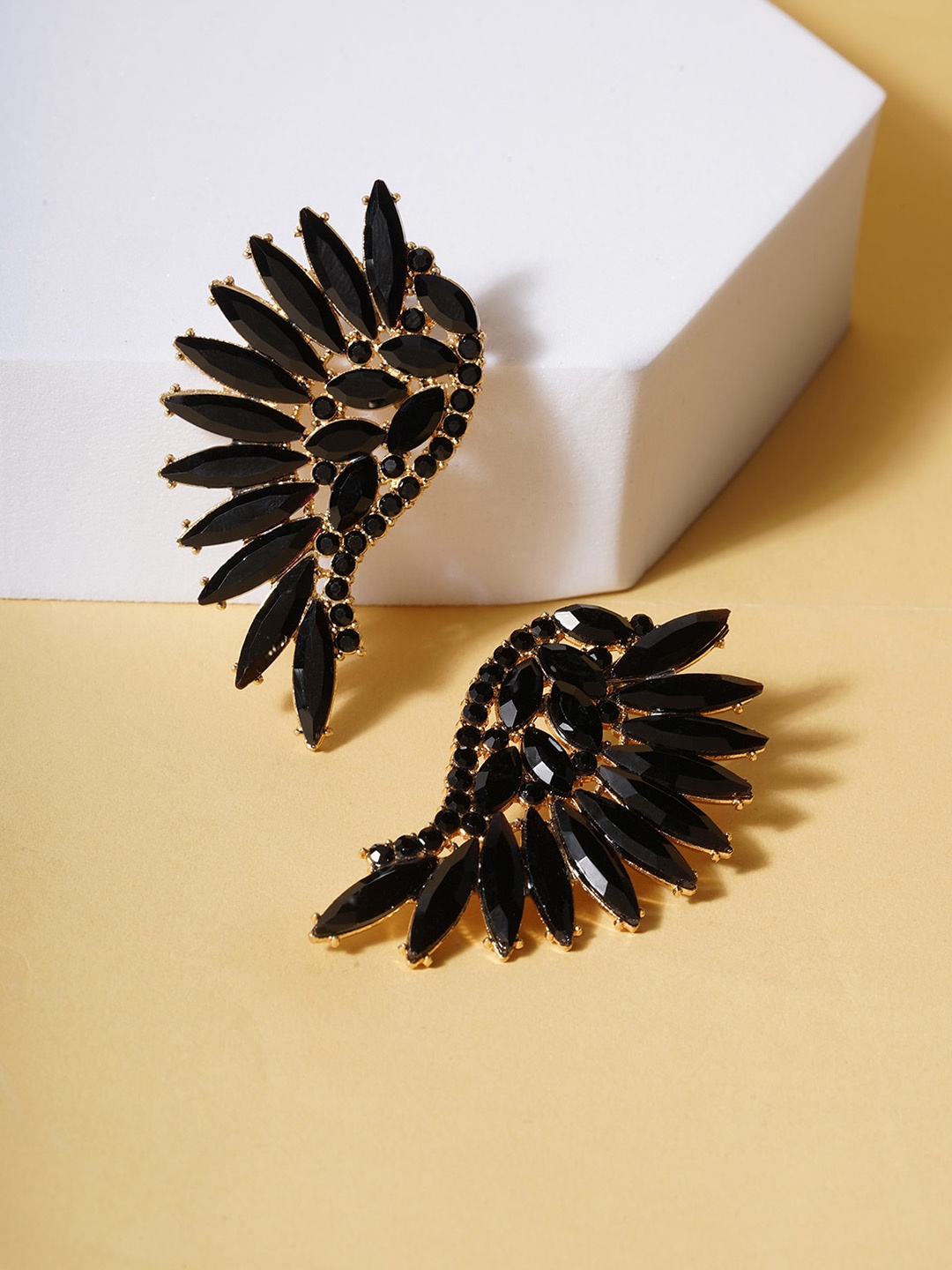 

AQUASTREET Alloy Gold Plated Enamel Black Winged Earcuff styled Earrings
