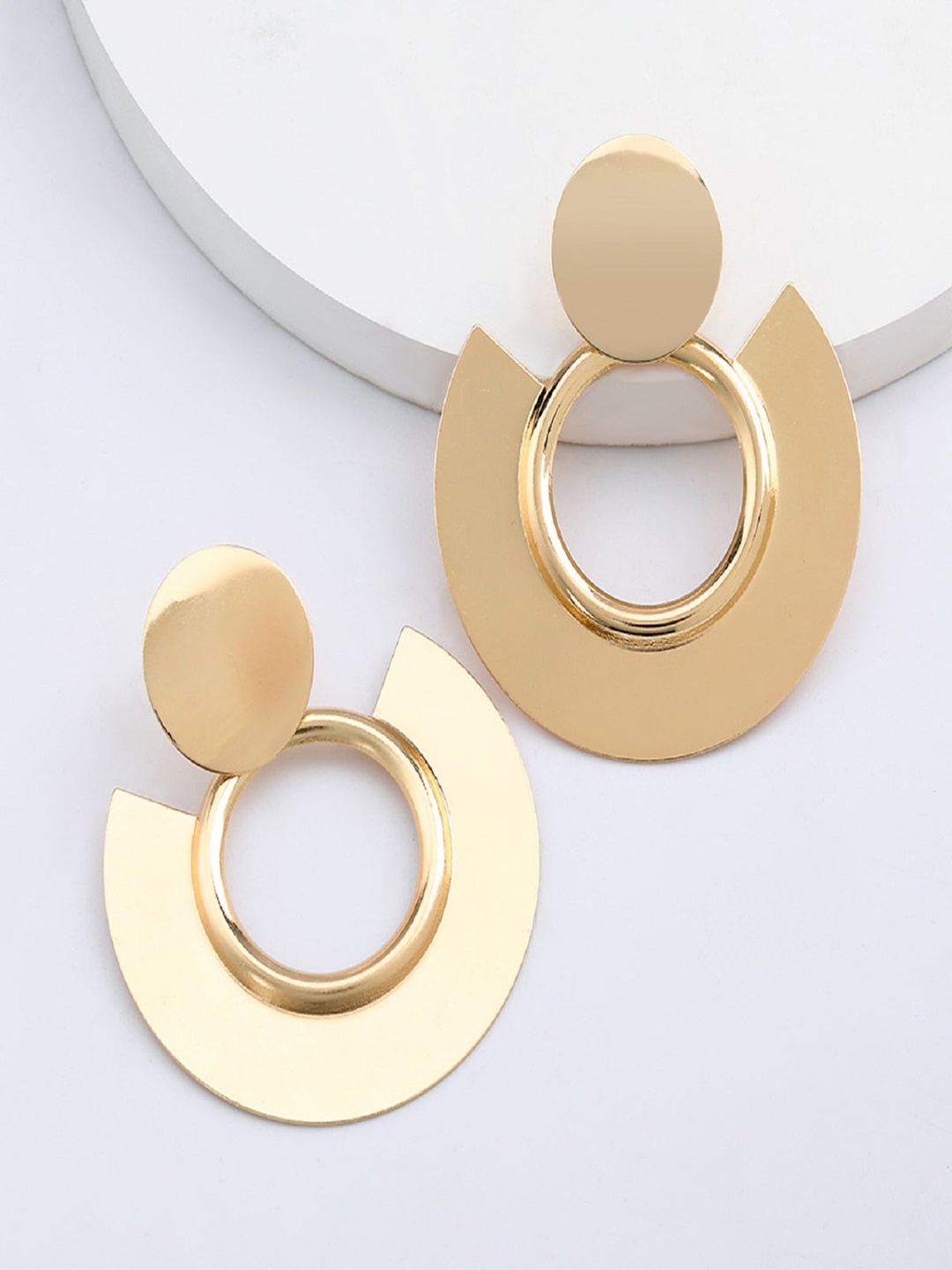 

AQUASTREET Gold-Toned Circular Drop Earrings