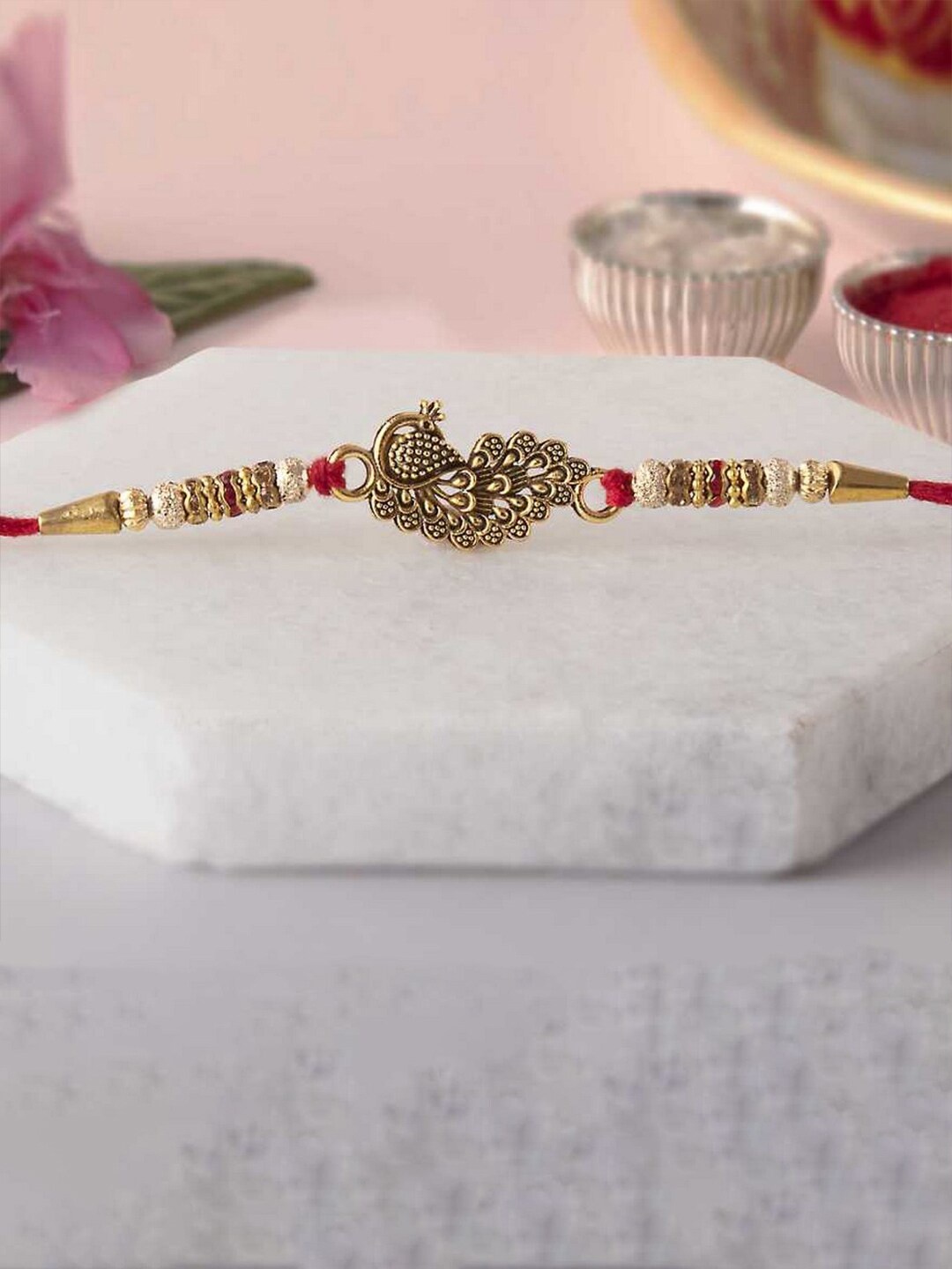 

Anil Rakhi Beautiful Peacock Designer Rakhi with Roli Chawal, Gold